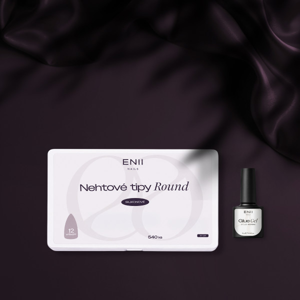 ENII Glue Gel &amp; Silicone Nail Tips Set - Round