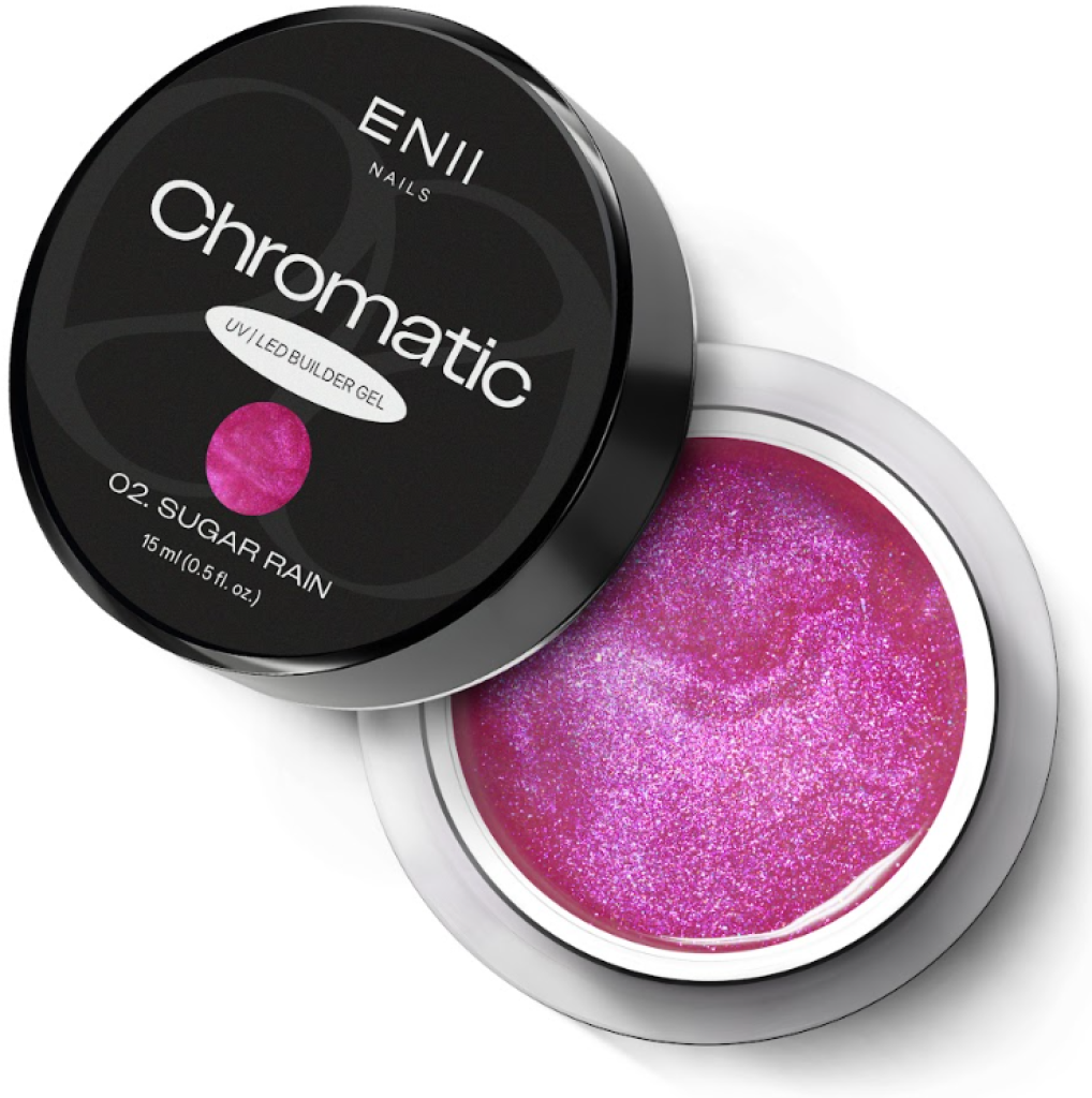 ENII Chromatic Builder UV LED gel 02 Sugar Rain - glittrový stavební gel, 15ml