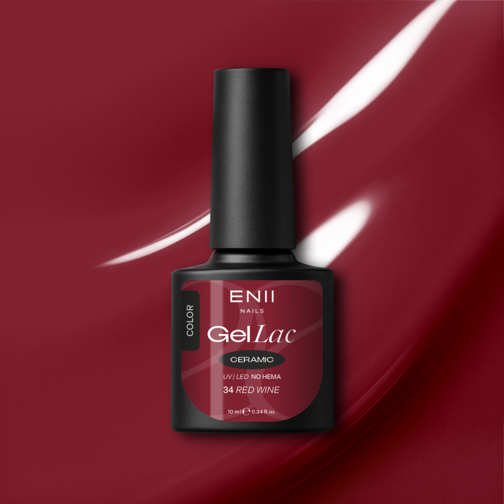 Gel lak Ceramic 34 Red Wine - gelový lak bez HEMA, 10 ml