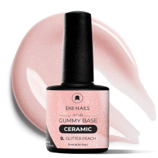 Gummy Base Ceramic 9 Glitter Peach - gumová báze na nehty 10 ml