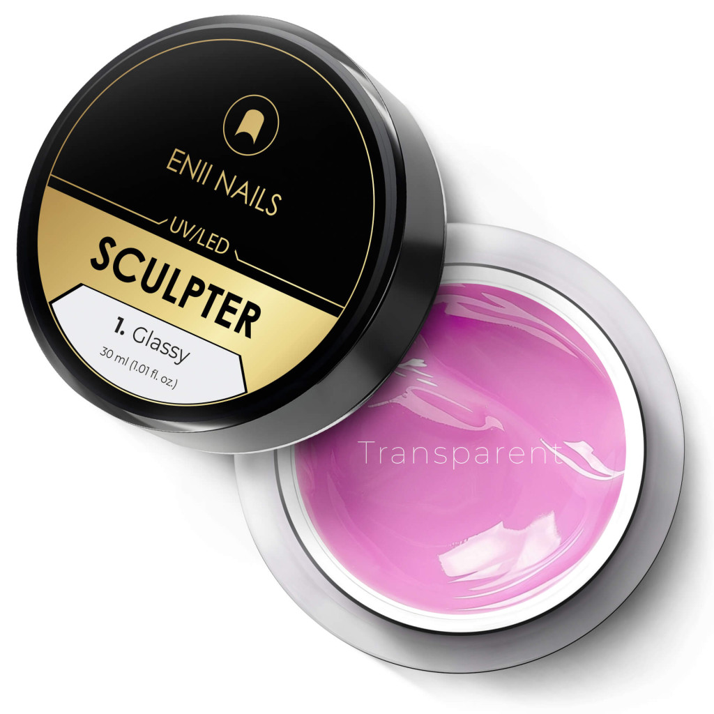 Sculpter 1 Glassy - Transparentní moderní stavební UV/LED gel, 30 ml